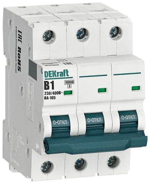 DEKraft 13124DEK Выключатель автоматический 3P 1A х-ка B ВА-105 10кА