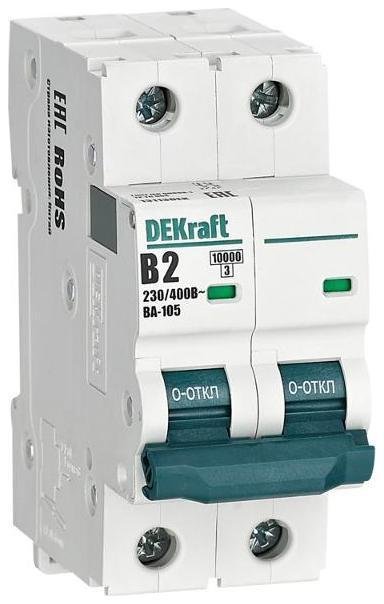 DEKraft 13113DEK Выключатель автоматический 2P 2A х-ка B ВА-105 10кА