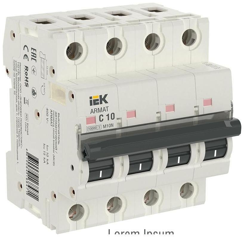 IEK AR-M10N-4-C010 Выключатель автоматический четырехполюсный M10N 4P C 10А 10кА ARMAT