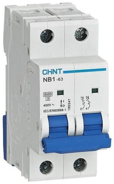 CHINT 179670 Выключатель автоматический двухполюсный NB1-63 2P 10A 6кА х-ка D (DB) (R)