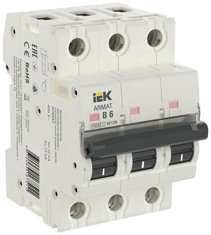 IEK AR-M10N-3-B006 Выключатель автоматический трехполюсный M10N 3P B 6А 10кА ARMAT