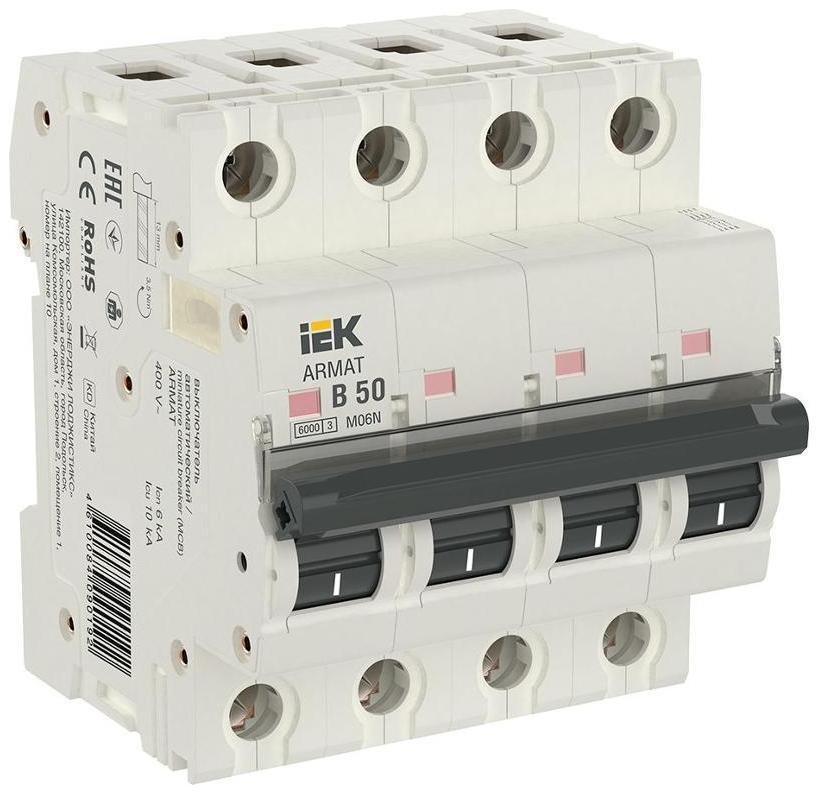 IEK AR-M06N-4-B050 Выключатель автоматический четырехполюсный M06N 4P B 50А 6кА ARMAT