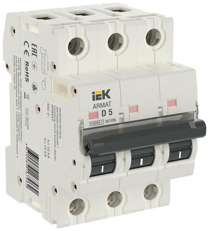 IEK AR-M10N-3-D005 Выключатель автоматический трехполюсный M10N 3P D 5А 10кА ARMAT