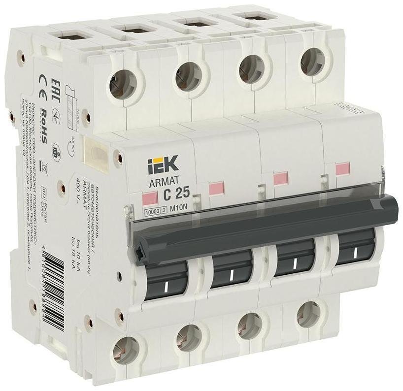 IEK AR-M10N-4-C025 Выключатель автоматический четырехполюсный M10N 4P C 25А 10кА ARMAT