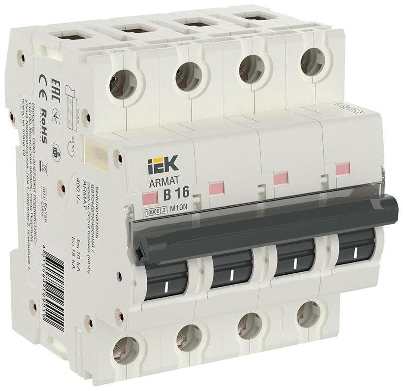 IEK AR-M10N-4-B016 Выключатель автоматический четырехполюсный M10N 4P B 16А 10кА ARMAT