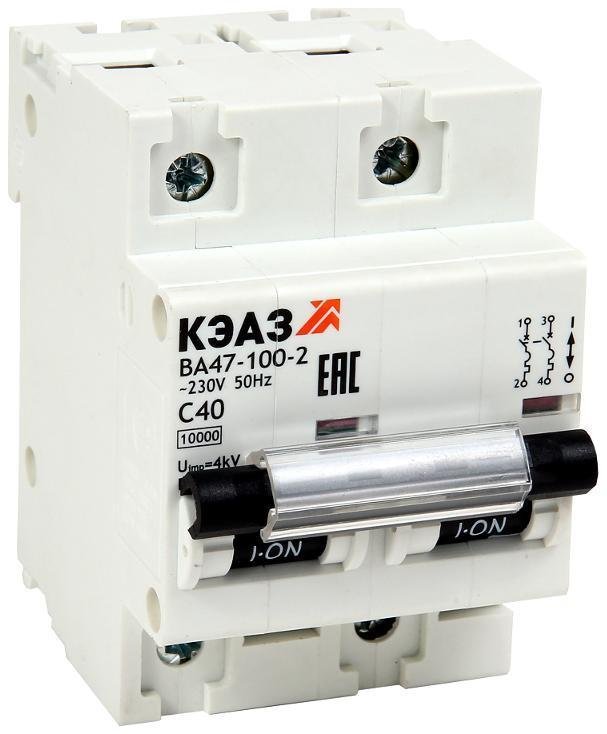 КЭАЗ 318704 Выключатель автоматический двухполюсный ВА47-100-2B100-УХЛ3 (10кА)| 318704