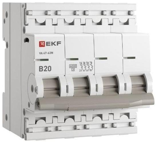 EKF M636420B Выключатель автоматический четырёхполюсный 20А (B) 6кА ВА 47-63N PROxima| M636420B