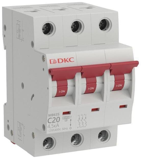 DKC MB63N-3PC20 Модульный автоматический выключатель YON MB63, 3P, характеристика C, 20A, 6kA [в упаковке 4, цена за 1 шт]