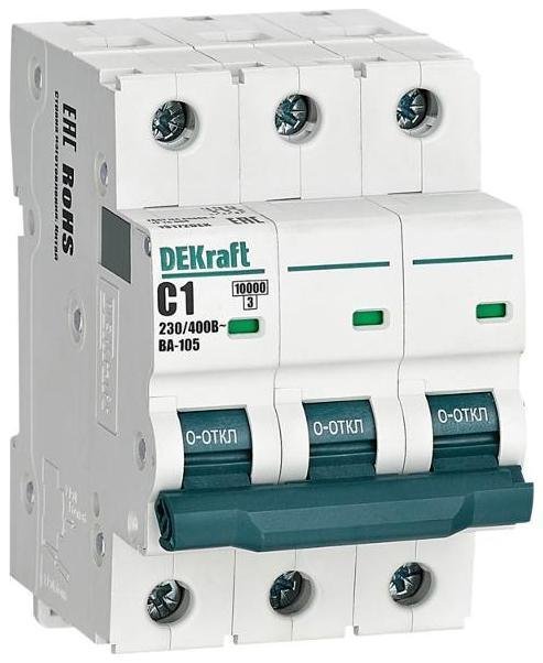 DEKraft 13172DEK Выключатель автоматический трехполюсный ВА-105 1А C 10кА