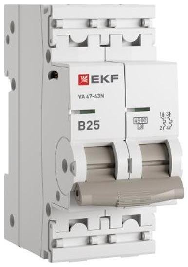EKF M634225B Выключатель автоматический ВА 47-63N 2P 25А (В) 4,5 кА PROXIMA