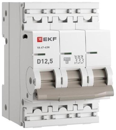EKF M634312T5D Выключатель автоматический ВА 47-63N 3P 12,5А (D) 4,5 кА PROXIMA
