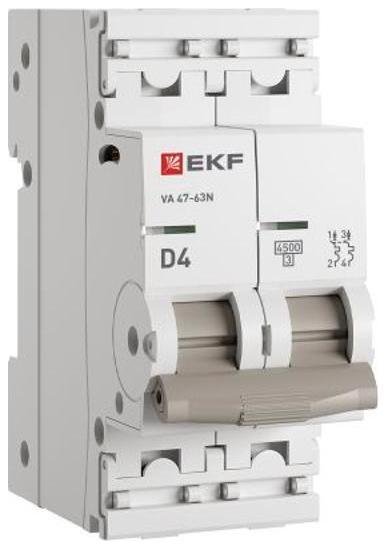 EKF M634204D Выключатель автоматический ВА 47-63N 2P 4А (D) 4,5 кА PROXIMA