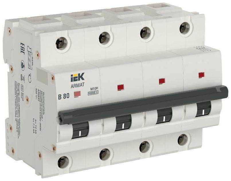 IEK AR-M10H-4-B080 Автоматический выключатель четырехполюсный M10H 4P B 80A ARMAT