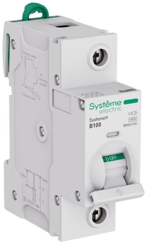 Systeme Electric S9H31191 Systeme9 Автоматический выключатель (АВ) 27мм B 100A 1P 10 kA 230В
