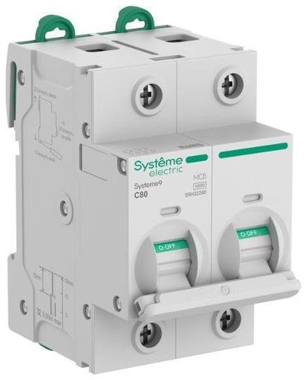 Systeme Electric S9H32280 Systeme9 Автоматический выключатель (АВ) 27мм C 80A 2P 10 kA 400В