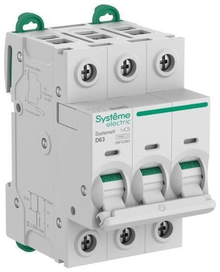 Systeme Electric S9F33363 Systeme9 Автоматический выключатель (АВ) D 63A 3P 10kA 400В [в упаковке 4, цена за 1 шт]