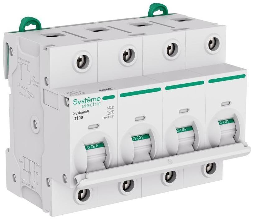 Systeme Electric S9H33491 Systeme9 Автоматический выключатель (АВ) 27мм D 100A 4P 10 kA 400В
