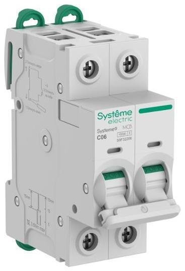Systeme Electric S9F32206 Systeme9 Автоматический выключатель (АВ) C 6A 2P 10kA 400В