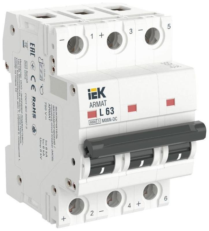 IEK AR-M06N-3-L063DC ARMAT Авт. выкл. M06N-DC 3P L 63А IEK