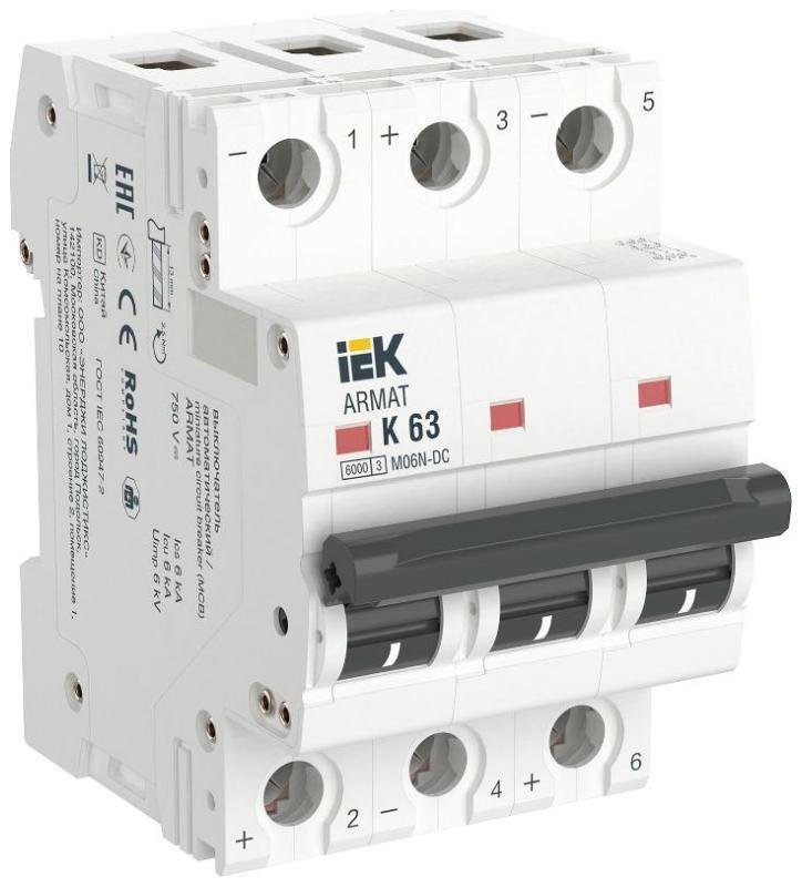 IEK AR-M06N-3-K063DC ARMAT Авт. выкл. M06N-DC 3P K 63А IEK
