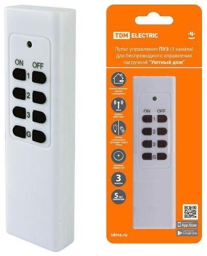 TDM electric SQ1508-0207 Пульт управления ПУ3 (3 канала) для беспроводного управ. нагрузкой "Уютный дом"