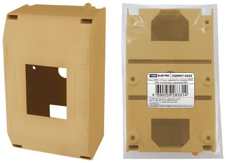 TDM electric SQ0907-0502 Бокс пластиковый навесной КМПн 1/4 для наружной установки IP20 "ЭКО" (сосна) инд. штрихкод, (ВхШхГ) 217х245х421мм