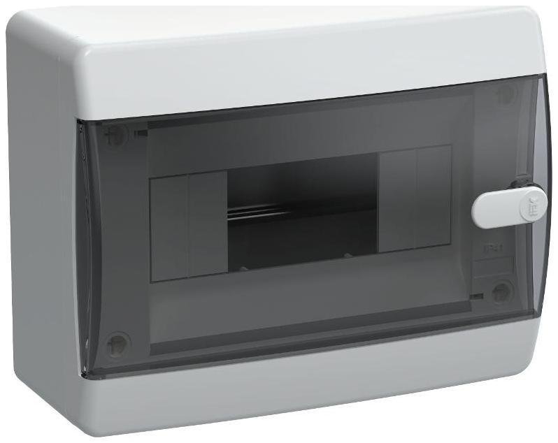 IEK UIC-KP12-N-08-41-K01 Корпус пластиковый навесной на 8 модулей ЩРН-П-8 IP41 черная прозрачная дверь UNION Compact