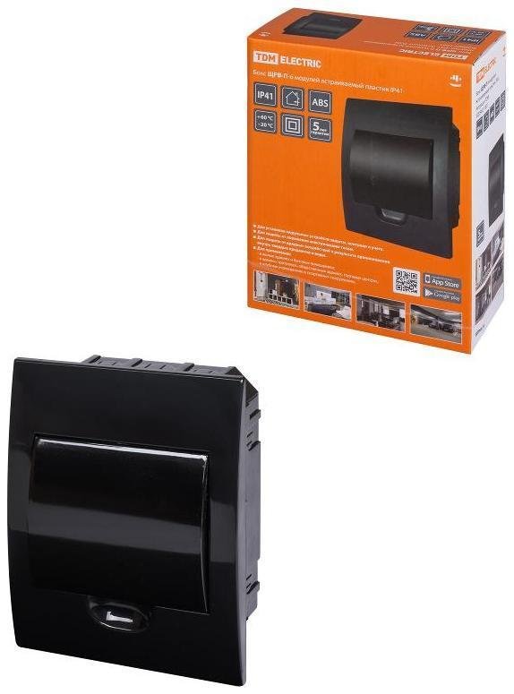 TDM electric SQ0902-1001 Бокс пластиковый встриваемый ЩРВ-П-6 модулей IP41, Антрацит