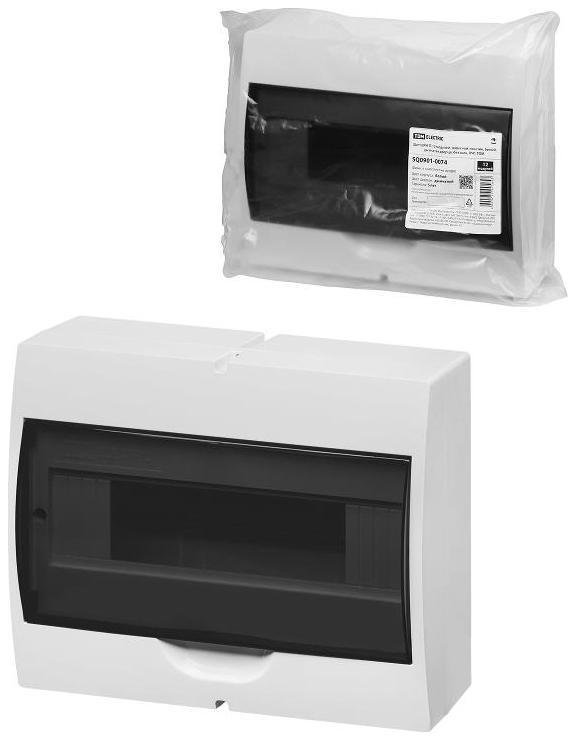 TDM electric SQ0901-0074 Корпус пластиковый навесной ЩРН-П-12 модулей белый, дымчатая дверца, без шин, IP41