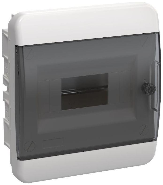IEK TF5-KP12-V-08-41-K01-K03 Корпус пластиковый встраиваемый на 8 модулей ЩРВ-П-8 IP41 черная прозрачная дверь TEKFOR