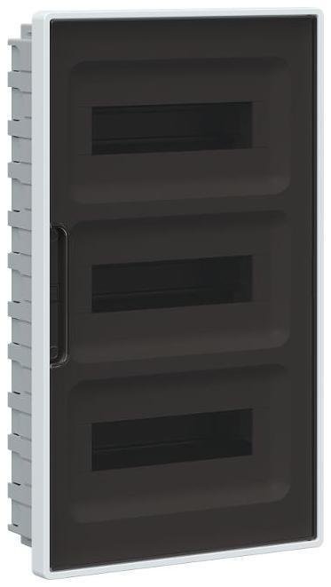 DKC F36B3WD Щиток 36 мод встраиваемый для полых стен FRAME, белый, с тонированной дверцей, с 4 шинами PEN (2шт на 8 отв. и 2шт на 10 отв.)