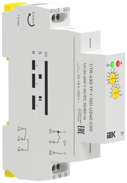 IEK CTR-430-TF-1-10D-U240-C00 Реле задержки выключения TF 1 конт. 24-240В AC/DC