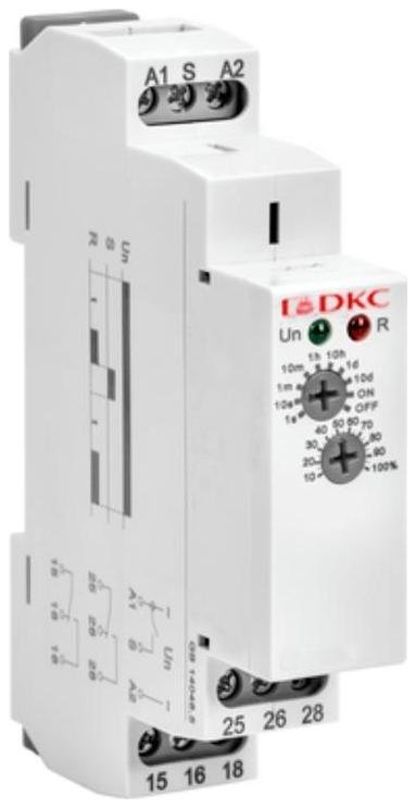 DKC DRM-TB-2-240 Реле времени, задержка выключения, конфигурация контакта 2CO, AС/DC 12-240В