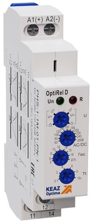 КЭАЗ 332005 Реле контроля фаз OptiRel D PHS-1-1M-02-PN-1 повышенного и пониженного 1Ф 1СО