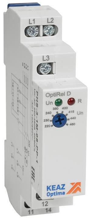 КЭАЗ 332001 Реле контроля фаз OptiRel D PHS-3-1M-08-PP-2 без настр повышенного/пониженного асимметрии 3Ф 2СО