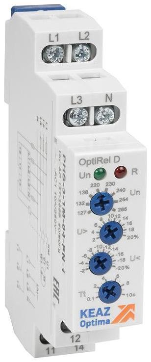 КЭАЗ 331989 Реле контроля фаз OptiRel D PHS-3-1M-04-PP-1 повышенного/пониженного 3Ф 1СО