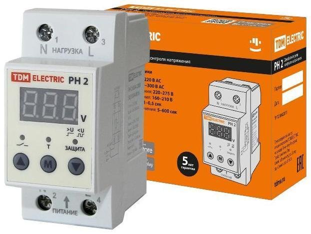 TDM electric SQ1504-0016 Реле напряжения РН 2 63А-220В (LED-дисплей)