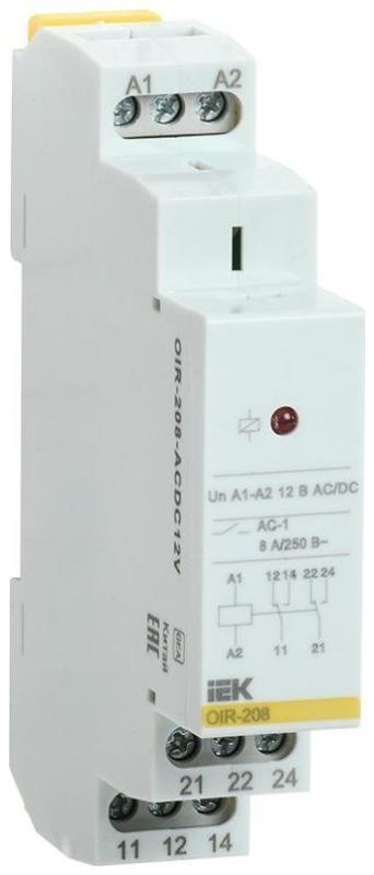 IEK OIR-208-ACDC12V Промежут. реле.OIR 2 конт (8А). 12 В AC/DC