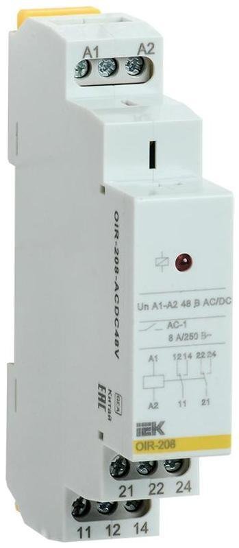 IEK OIR-208-ACDC48V Промежут. реле.OIR 2 конт (8А). 48 В AC/DC