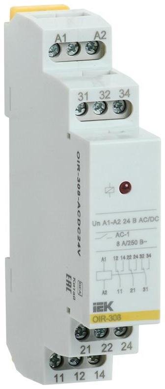IEK OIR-308-ACDC24V Промежут. реле.OIR 3 конт (8А). 24 В AC/DC