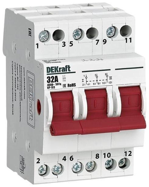 DEKraft 17215DEK Трехпозиционный выключатель-разъединитель 3P 32A ВР-103