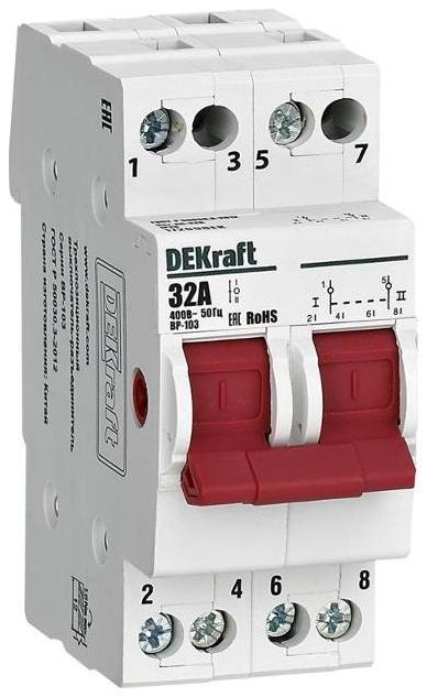 DEKraft 17209DEK Трехпозиционный выключатель-разъединитель 2P 32A ВР-103