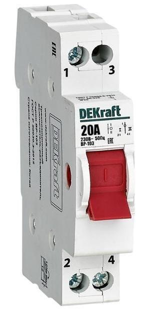 DEKraft 17201DEK Трехпозиционный выключатель-разъединитель 1P 20A ВР-103