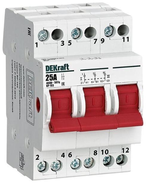DEKraft 17214DEK Трехпозиционный выключатель-разъединитель 3P 25A ВР-103