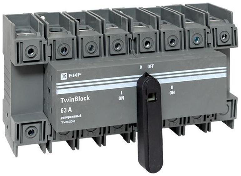 EKF tb-s-63-4p-rev Рубильник 63A 4P реверсивный c рукояткой для прямой установки TwinBlock