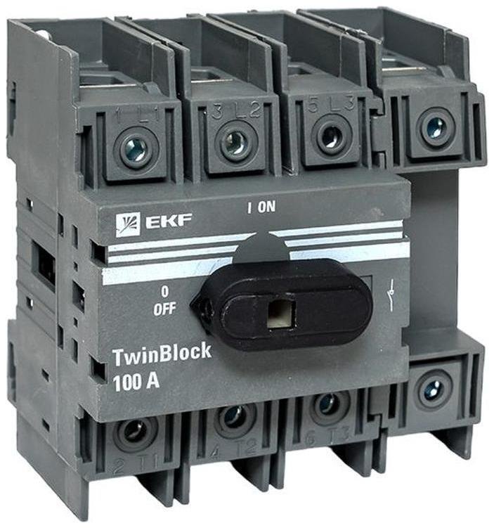 EKF tb-100-4p-f Рубильник 100A 4P c рукояткой управления для прямой установки TwinBlock
