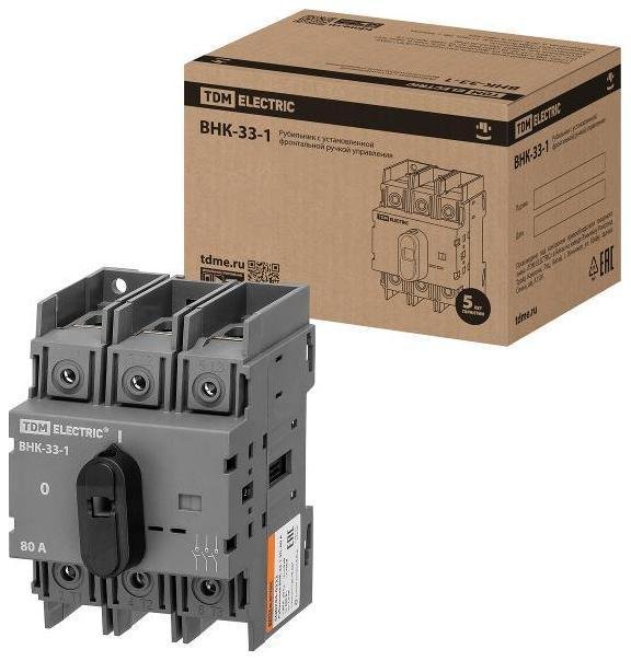 TDM electric SQ0744-0222 Рубильник ВНК-33-1 3П, 80 А, с установленной фронтальной ручкой управления