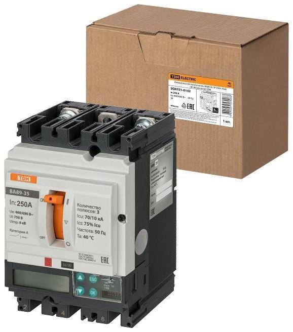 TDM electric SQ0751-0142 Автоматический выключатель ВА89-35 3Р 250А 70кА (ЭР-ЖК дисплей)