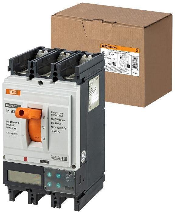 TDM electric SQ0751-0145 Автоматический выключатель ВА89-37 3Р 630А 70кА (ЭР-ЖК дисплей) с модулем связи RS-485 МС1