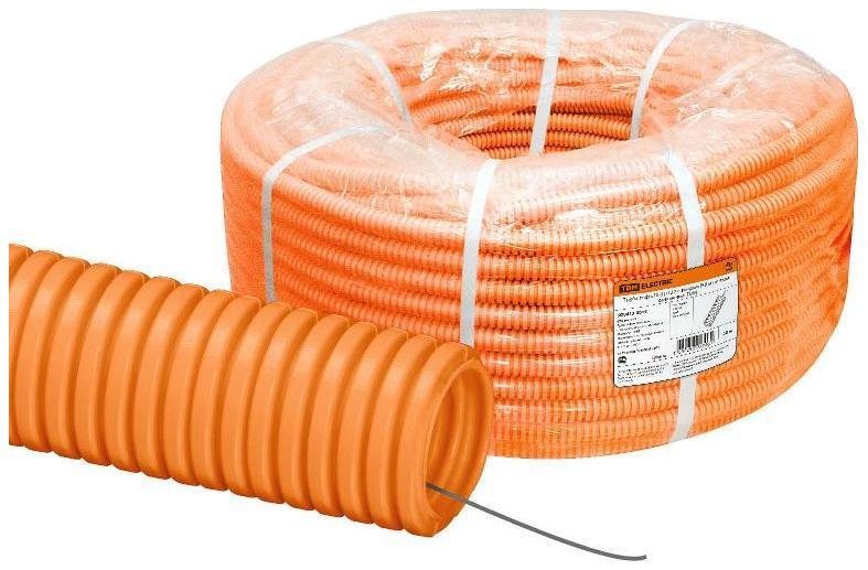 TDM electric SQ0413-0014 Труба гибкая гофрированная ПНД 32мм с протяжкой легкая (50 м) оранжевая [в упаковке 50, цена за 1 м]